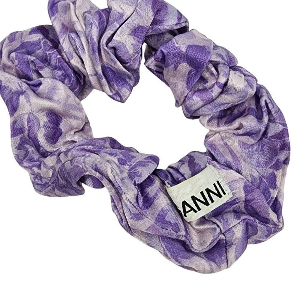 Ganni Purple and White Tie Dye 2 Inch Washable Fashion Scrunci